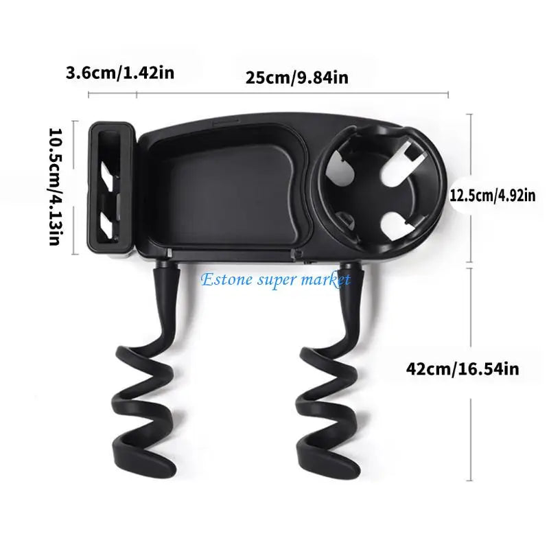 090B 3 in 1 Strollers Milk Bottle Cup Holder for Snacks & Drink Strollers Tray Phone Holder Detachable Tray