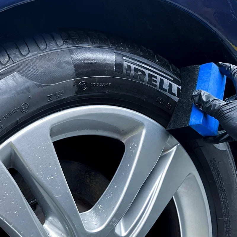 Black Wet Look Tire Shine Dressing -Automotive Clear Coat Tire Dressing Spray for Glossy Wet Tire Look, Vinyl & Plastic, with UV