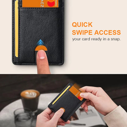 Slim Minimalist Front Pocket RFID Blocking Leather Wallets for Men and Women