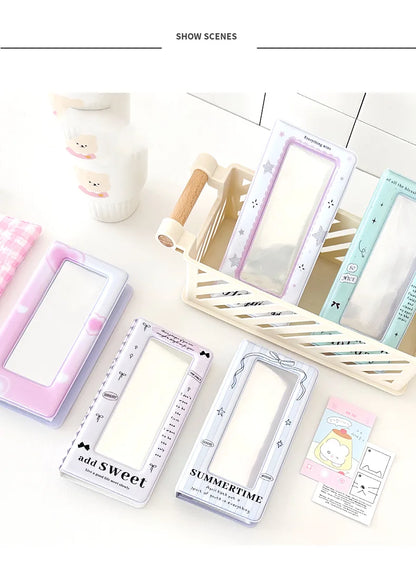 Kawaii Slim Cards Photocard Album 4grid Cards Collect Book Decoration Stickers Storage Stationary
