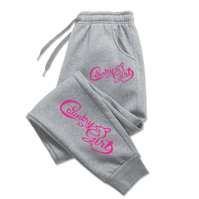 The Country Girl Printing  Pants Woman Drawstring Pocket Sweatpant Sport Fashion Joggers Casual Autumn Joggers