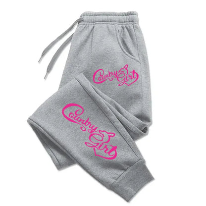 The Country Girl Printing  Pants Woman Drawstring Pocket Sweatpant Sport Fashion Joggers Casual Autumn Joggers