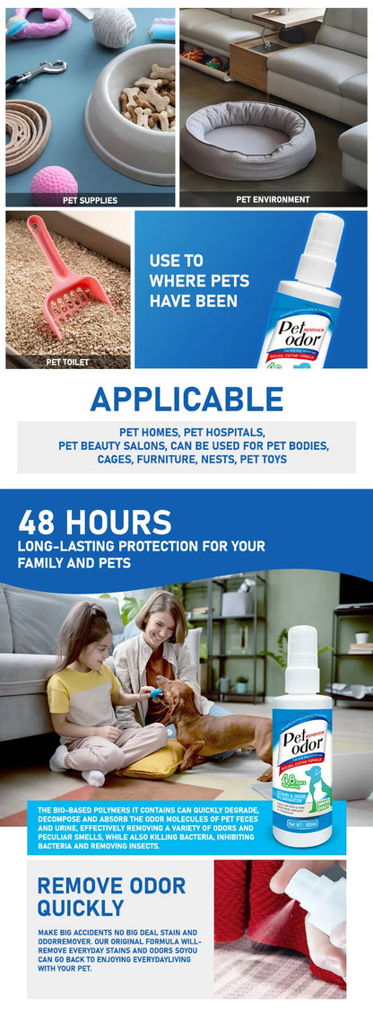 100ml Enzyme Pet Deodorizing Spray Cat Dog Urine Odor Remover Indoor Sofa Carpet Floor Litter Box Safe Gentle Formula