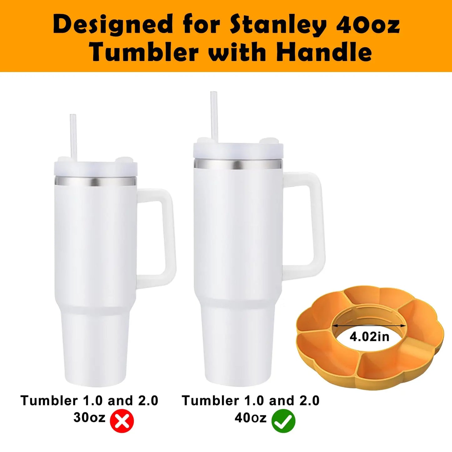 Reusable Silicone Snack Platters for Snack for Stanley Cup 40 Oz Tray Snack Divider Divided Container Food Tray Holder Outdoor