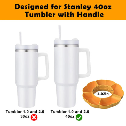 Reusable Silicone Snack Platters for Snack for Stanley Cup 40 Oz Tray Snack Divider Divided Container Food Tray Holder Outdoor