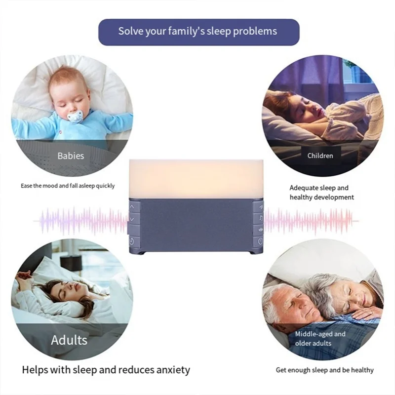 DIGIT-White Noise Machine Baby Audlt Sleep Aid 39 Songs Soothing Sounds With Soft Night Light Timer Noise Player