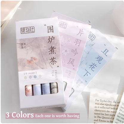 4PCS Retro Style Handbook Pen Marker Graffiti Brush Inscription Pen Office Culture and Educational Supplies