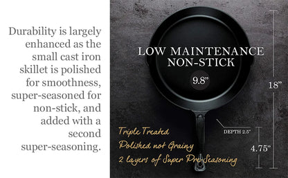 Cast Iron Skillets 10 Frying Pan Non-stick Cast Iron Pan Pre-seasoned Cast Iron Cookware for Camping Indoor and Outdoor Uses