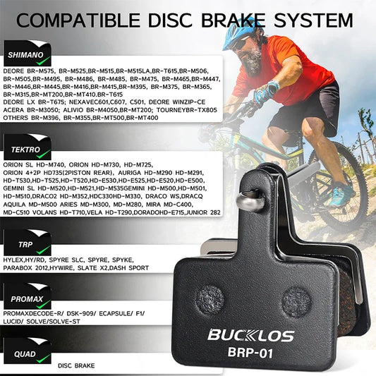 BUCKLOS MTB Bike Brake Pads Durable Hydraulic Disc Brake Pads fit B01S Semi-Metal MTB Road Cycling Wear Resistant Brake Pad Part
