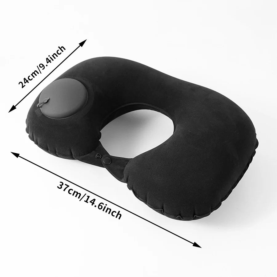 Flocking Inflatable Portable Neck Pillow That Can Be Stored And Self Filled Suitable For Outdoor Travel Business Trips camping