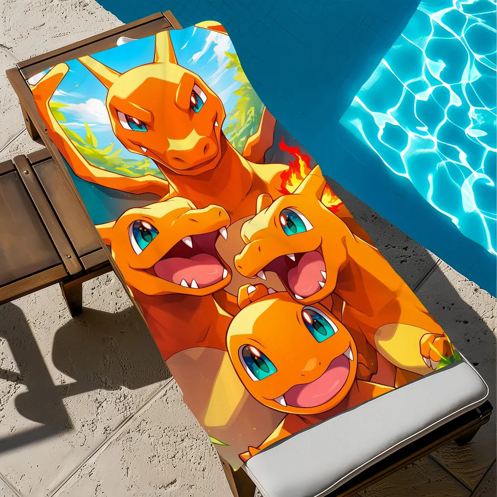 Towel Beach C-Charmander MNS P-PokemonS-ES Quick Dry Pool Camping Towels Travel Soft Gift Gym Shower Sports