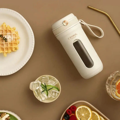 4/10 Blades Fruit Blender Cup with Detachable Straw USB Rechargeable Smoothie Maker Cup 350ML Mini Ice Crusher Office