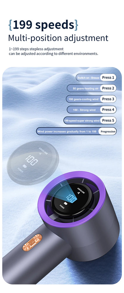 Xiaomi Portable Handheld Electric Fan High Speed Bladeless Fan USB Charging Silent Air Conditioner Digital Display Electric Fan