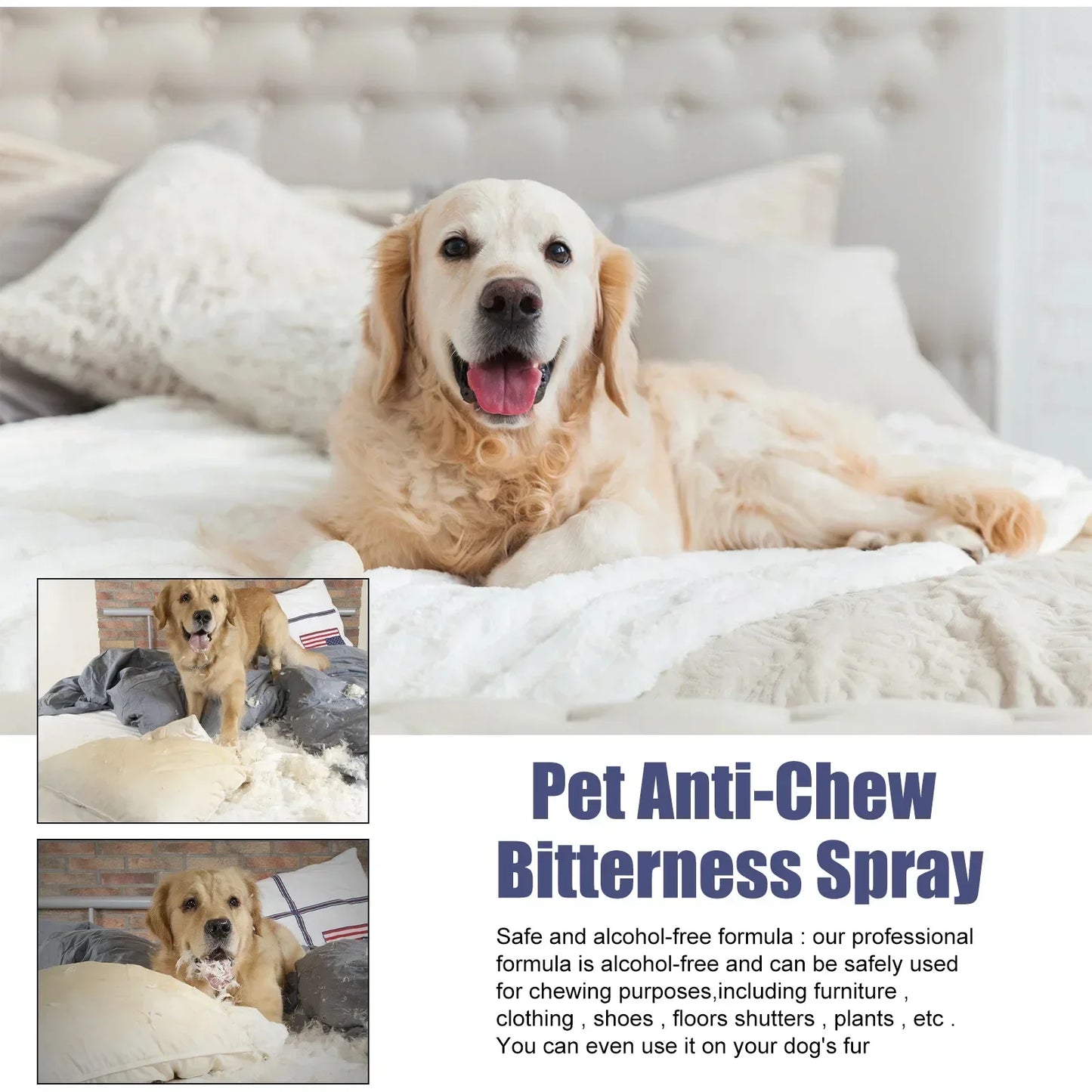 Bitter Taste Pet Anti-Chew Spray 50ML Strong Deterrent Spray to Prevent Chewing Furniture Legs Scratching Sofas Effective Dog