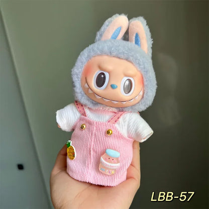 POP Labubu baby clothes 17cm plush vinyl labubu sit-down party first-generation and second-generation suit, clothes only