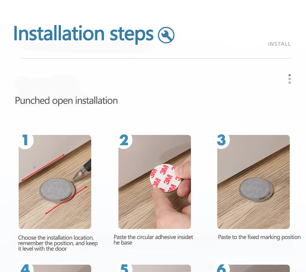 Door stop magnetic Door stopper Milk white black nail free Door base door hardware close prevention door closer Bumper block