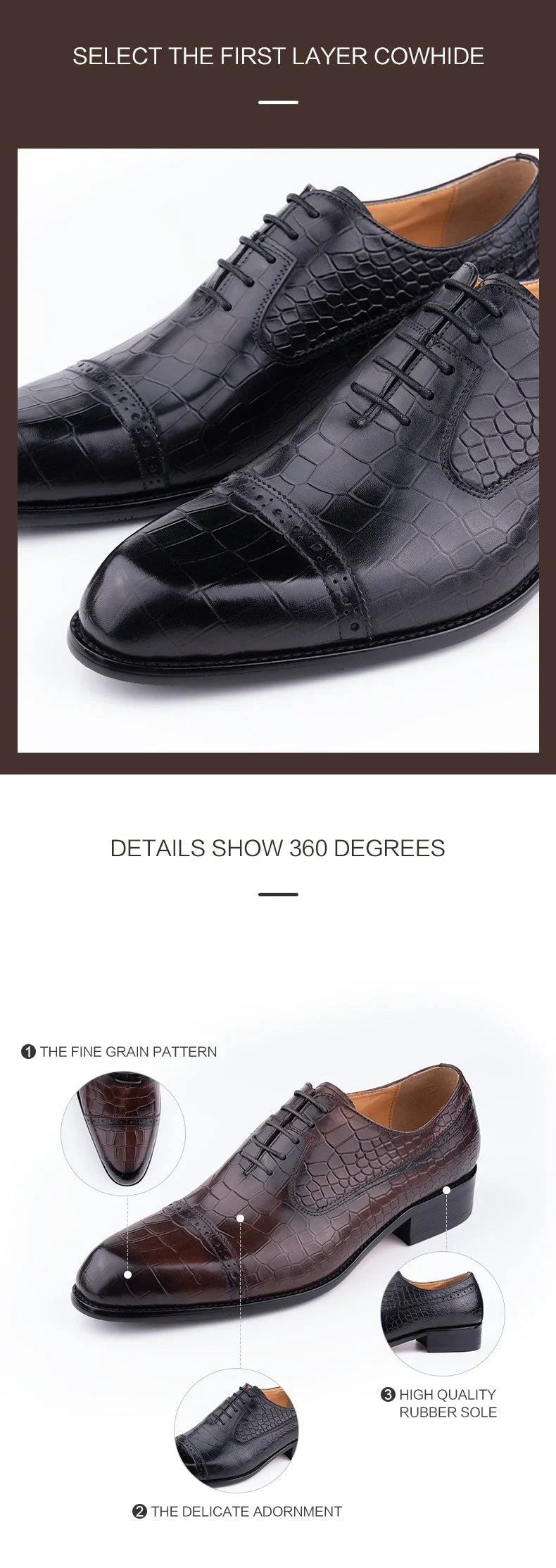 Handmade Oxford Casual Business Office Work Shoes Luxury Wedding Classic Fashion Formal Shoes Genuine Leather Lace Up Shoe