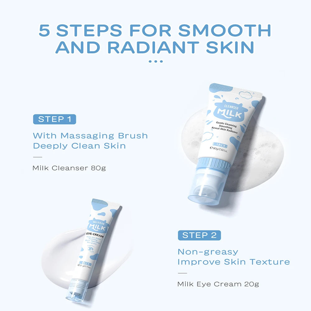 LAIKOU Milk Skincare Set 5 Pieces Nourishing Hydrating Moisturizing Brightening Facial Lasting Care Skincare Set