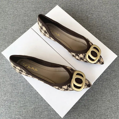 Office Shoes For Women 2024 Ladies Summer Footwear Luxury Leather Casual Formal Pointed Toe Low Heel Elegant Popular Wholesale H