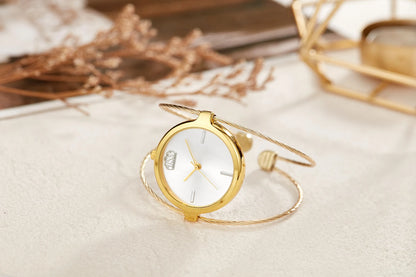 Fashion casual ladies quartz watch, round bracelet watch, elegant alloy ladies watch, quartz watch.