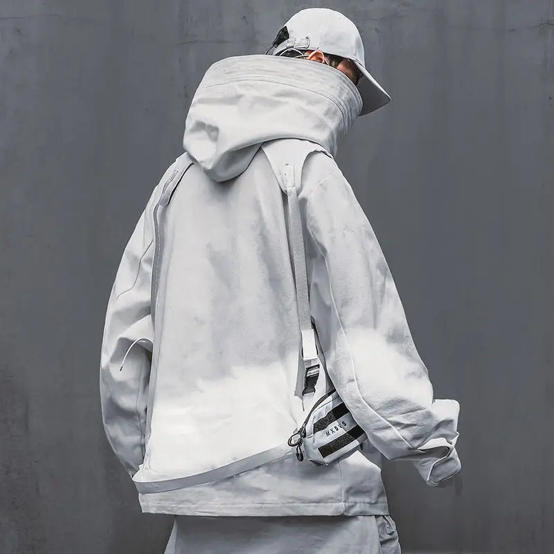 Oversize Jacket Trench Coat Men And Women Autumn Solid Japanese Fashion Vintage Casual High Street Hooded Functional Wind