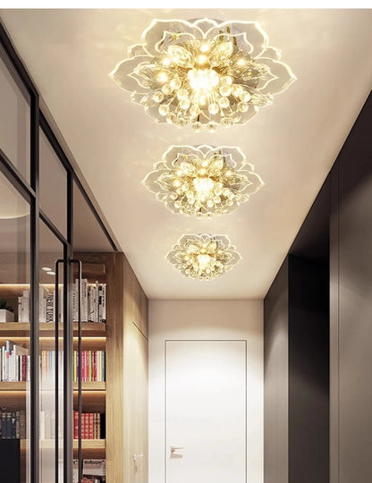 LED Crystal Ceiling Light Modern Flower Shape Ceiling Lamp Hallway Living Room Lamp Bedroom Kitchen Corridors Aisle Light