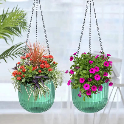 Flowerpot Self Absorbing Water Hanging 2Pcs Planter Thickened Premium Planter Hydroponic Soil Cultivation Lazy Flower Pot Garden