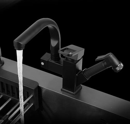 kitchen sink Black nano-sink single-slot household hand-washing basin kitchen large 304 stainless steel sink sink bowl