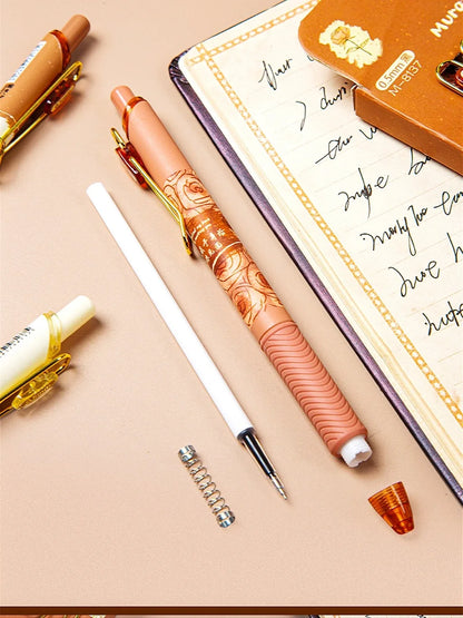 4PCS Retro Style Handbook Pen Marker Graffiti Brush Inscription Pen Office Culture and Educational Supplies