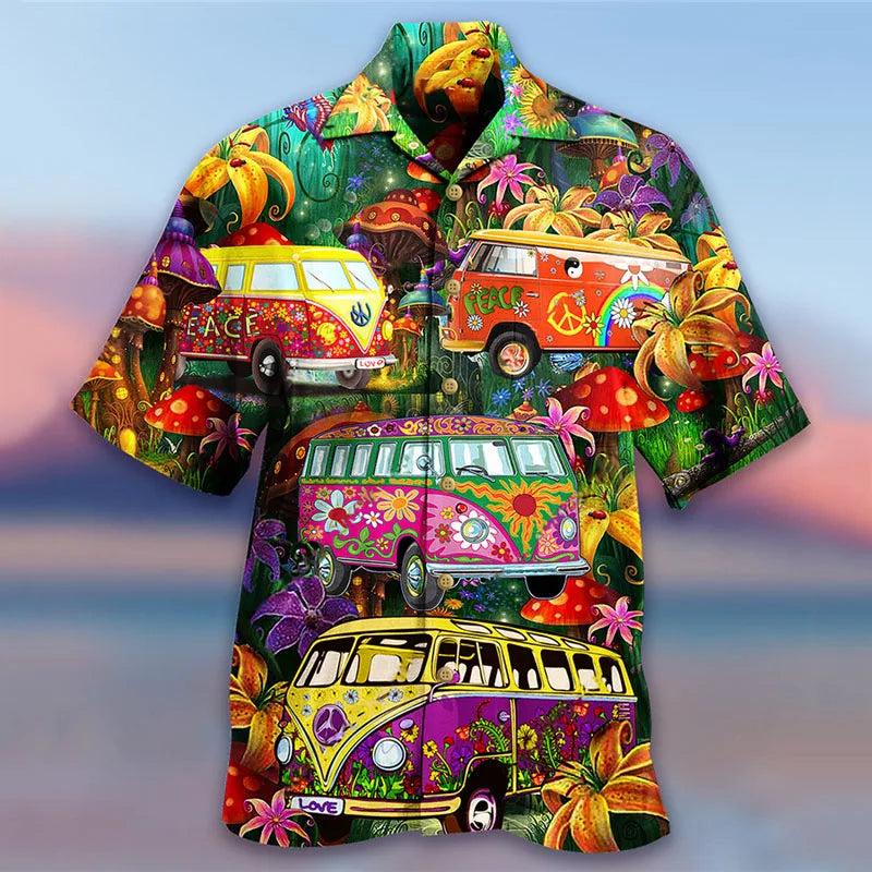 Summer Hot Sale Hawaiian Shirt for Men 3d Cartoon Flamingo Men's Shirt Beach Oversized Funny Men's Clothing Fashion Short Sleeve