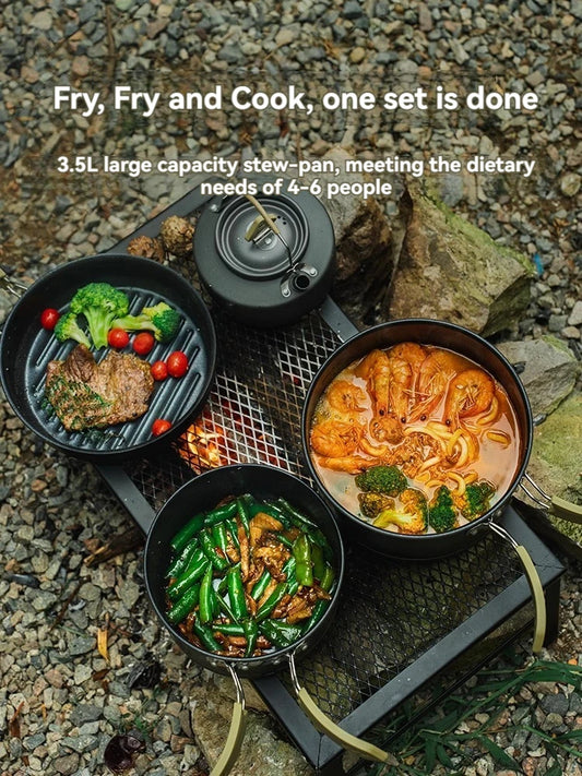 ALOCS Camping Cookware Set Outdoor Stove Kettle Frying Pan Picnic Equipment Complete Set of Portable Kitchen Gear for Hiking