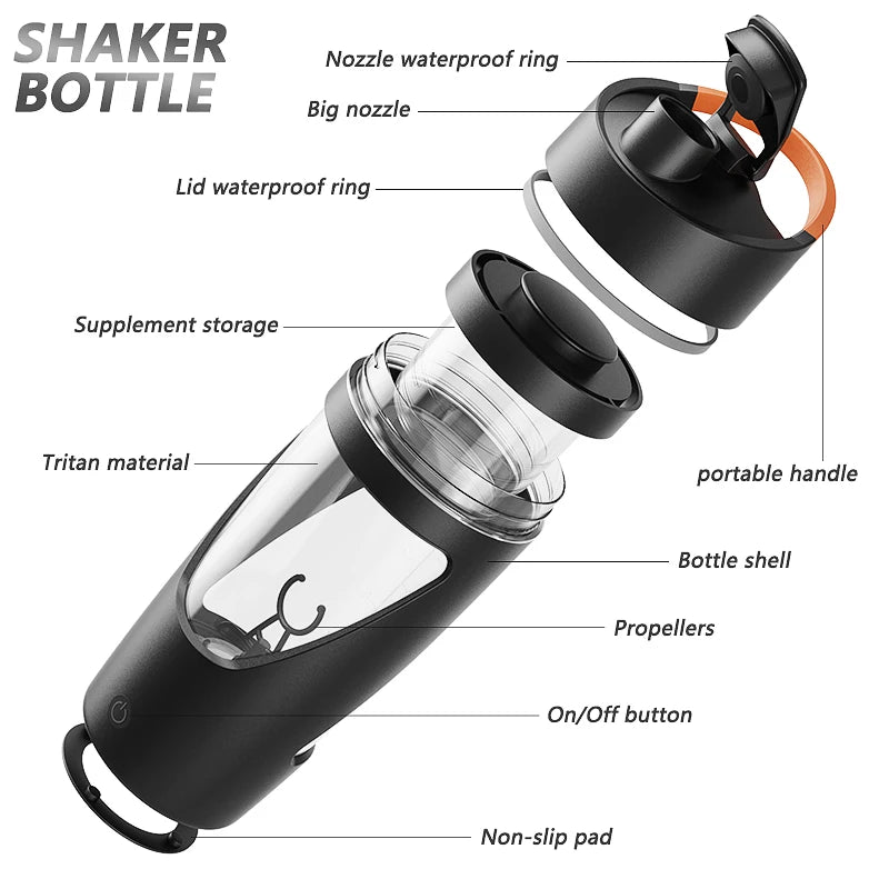 Electric Shaker Bottle Blender Holds upto 700ml  | Portable Pre Workout Whey Protein Drink Cup | Mixes Cocktails Smoothies Shake