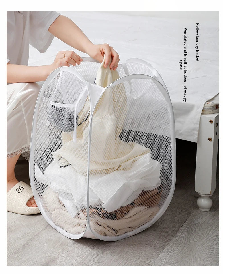 Dirty Clothes Basket Skeleton Ventilated Foldable Easy Storage Portable Large Capacity Clothes Basket