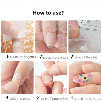 240PCS Strong Adhesive Glue Tape for Press-on Nail Tips - Double Side Adhesive Film for False Nails-Transparent