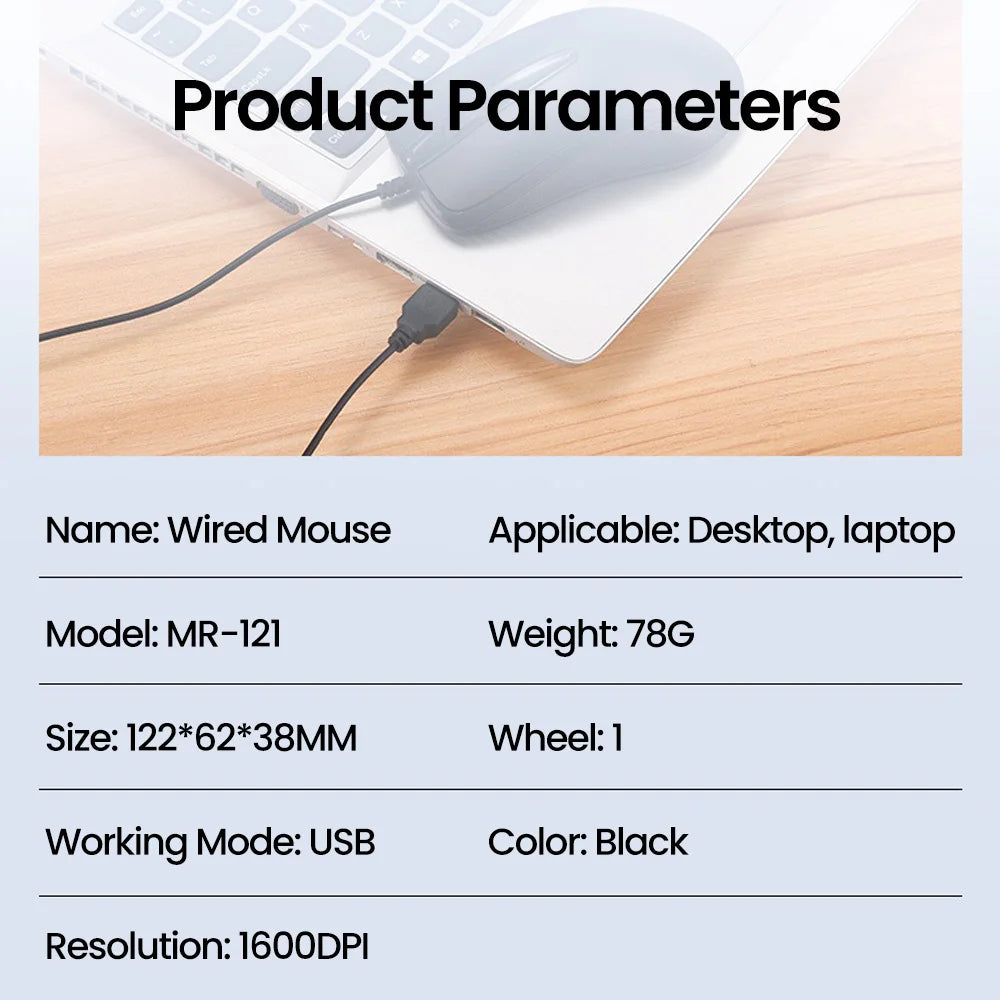 USB Wired Mouse 1600DPI Office Gaming Desktop Computer Accessories For PC Desktop Computer Mouse 1.5M ﻿Business Computer Office