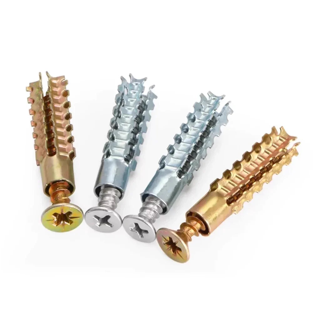 Heavy Duty Steel Wall Anchor with Screws Kit Metal Tube Expansion Self Tapping Screw Drywall Drilling Plug Fastener Bolt Anchors