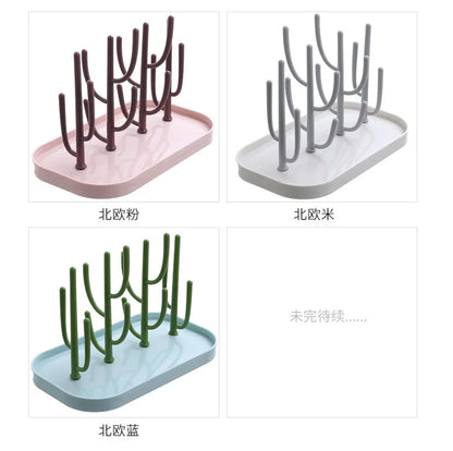 New Bottle Dry Rack Baby Bottle Drain Drying Racks Blue Pink Baby Bottle Cleaning Dryer Drainer Storage Drying Rack