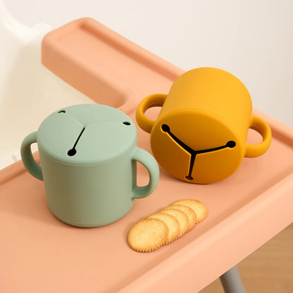 1PCS Baby Silicone Double Handle Snack Cup BPA Free Portable Feeding Food Baby Snack Container Baby Snack Box Cup Baby Stuff