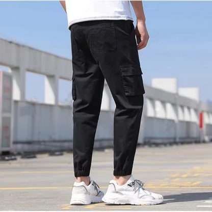 Classic Design Multi Pocket Cargo Pants, Men's Casual Loose Fit Drawstring Cargo Pants/Joggers For Spring Summer Outdoor