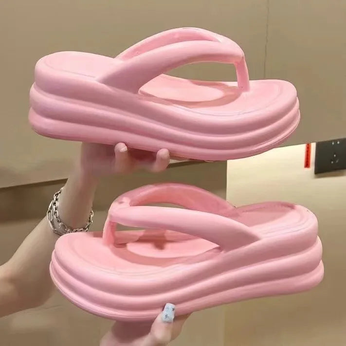 Thick Bottom Flip-flops Summer Fashion Women Slippers Soft Bottom Increase Anti-slip Anti-odor Beach Slippers Zapatos De Mujer