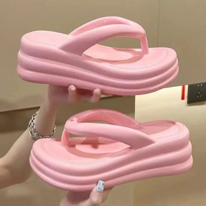 Thick Bottom Flip-flops Summer Fashion Women Slippers Soft Bottom Increase Anti-slip Anti-odor Beach Slippers Zapatos De Mujer