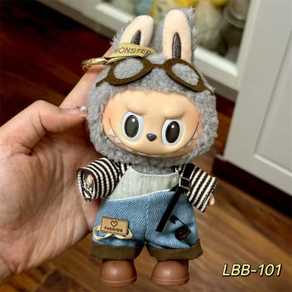 Labubu can wear baby clothes vinyl cloth 17cm doll cute change casual suit skirt plush clothes