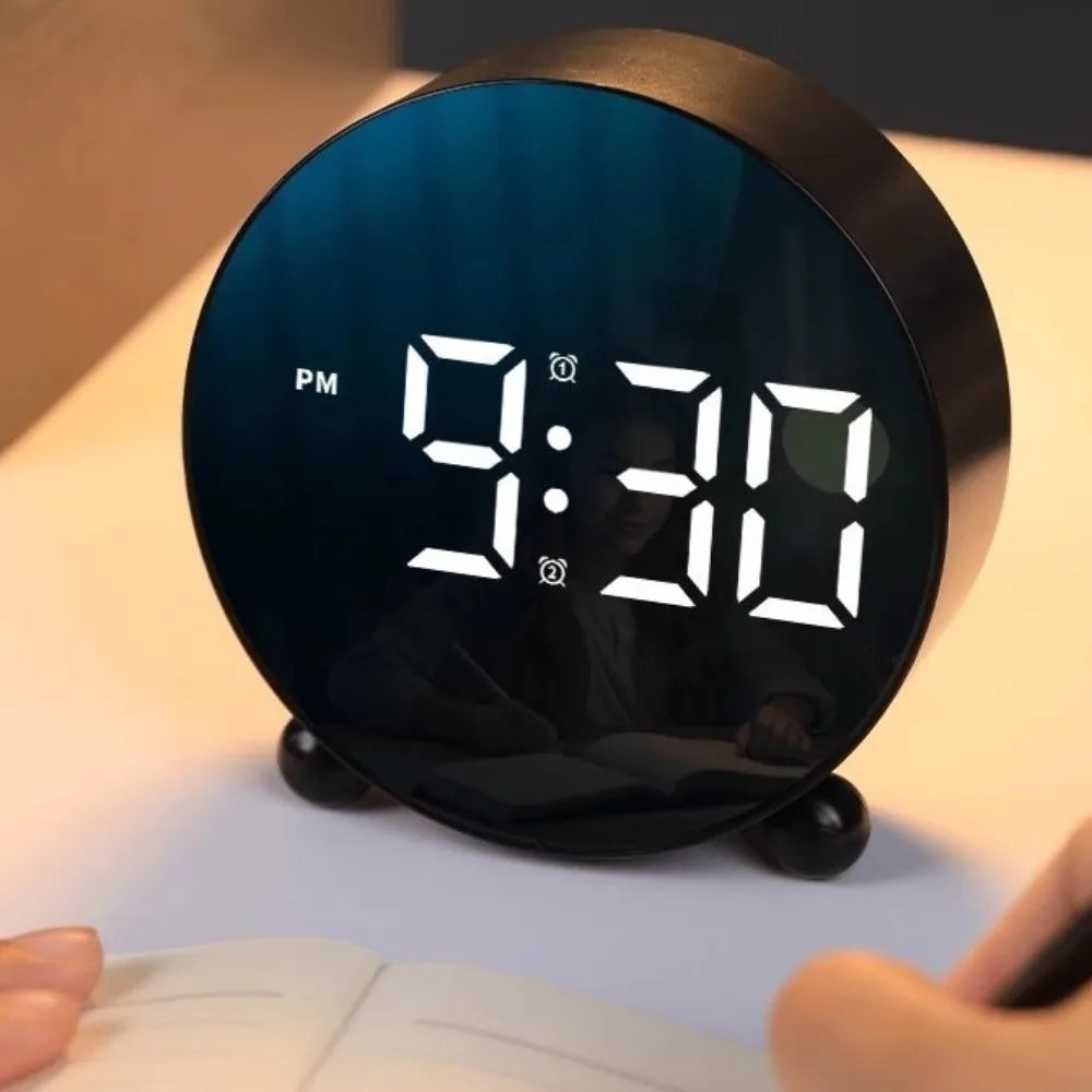 Desktop Clock Digital LED Clock 2Sets Alarm Mute Electronic Clock Plastic Adjustable Brightness Digital Alarm Clock Travel 알람시계