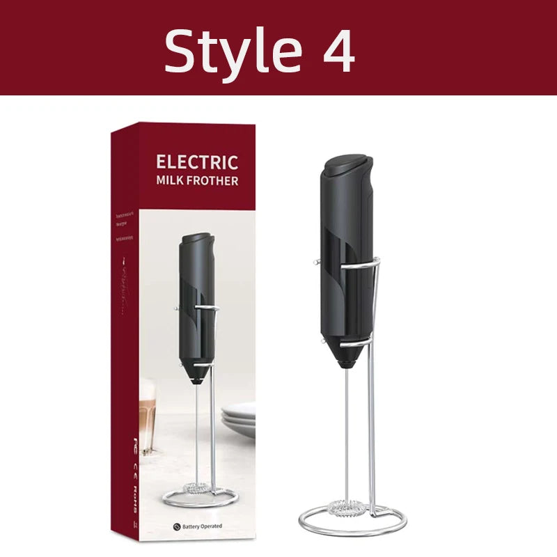 Electric Milk Frother Milk Blender Handheld Drink Mixer with Steel Stand Foam Maker Whisk Mini Blenders for Coffee Hot Chocolate