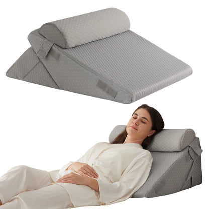 3PCS Orthopedic Bed Wedge Pillow Set for Sleeping,  for Post Surgery, Back, Neck, Leg and Knee Pain Relief, Acid Reflux, Snoring