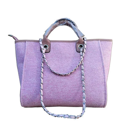Women Tote Bags Fashion Canvas Large Capacity Handbag Casual Chains Shoulder Bags Ladies Big Messenger Bag Shopping Bag