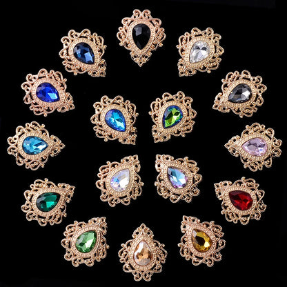 33*28mm Droplet diamond pendant accessories, flat bottom brooch accessories, DIY accessories, headwear accessories 10PCS