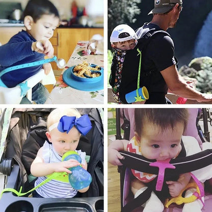 Baby Stroller Hook Silicone Star Pacifier Chain Non-Toxic Teether Strap Kids Toy Holder Organizer Stroller Accessories