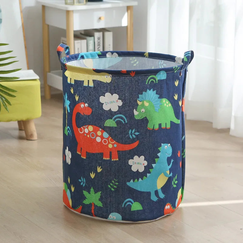 Dirty Laundry Baskets Foldable Round Waterproof Organizer Bucket Cotton Linen Clothing Children Toy Home Large Capacity Storage
