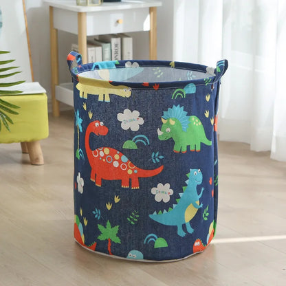 Dirty Laundry Baskets Foldable Round Waterproof Organizer Bucket Cotton Linen Clothing Children Toy Home Large Capacity Storage